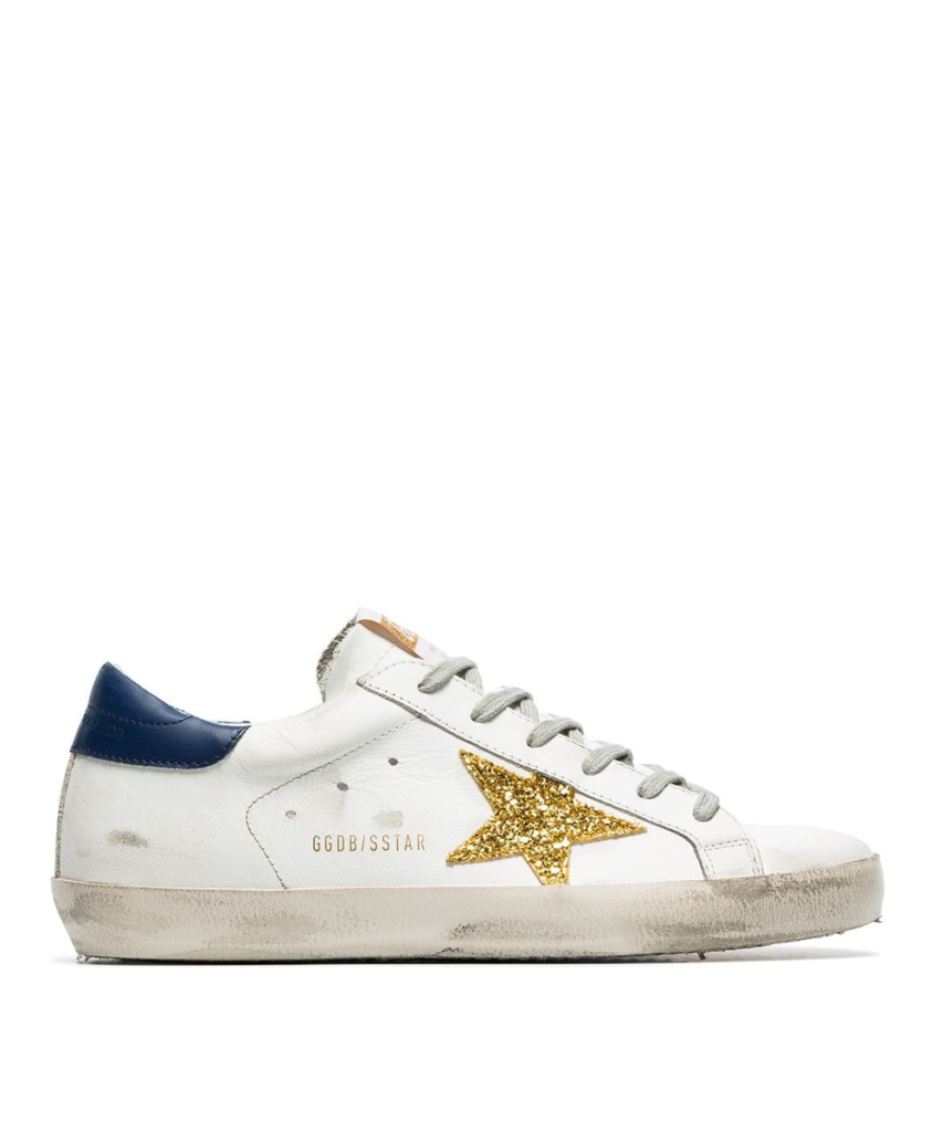 Golden Goose White Blue Gold Superstar Sneakers