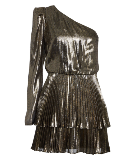 Yolie Metallic One Shoulder Pleated Skirt Dress Derek Lam 10 Crosby