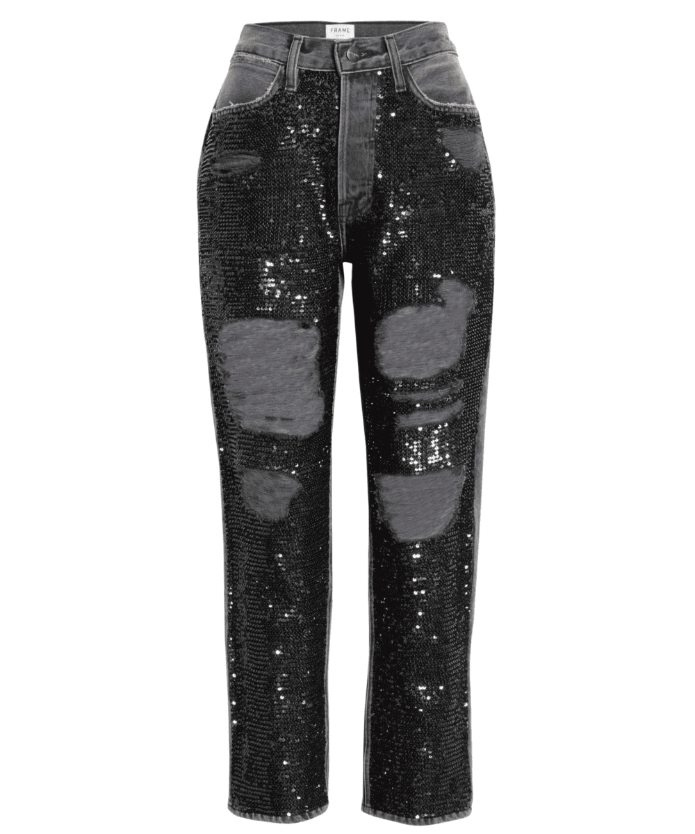 sequin ripped jeans
