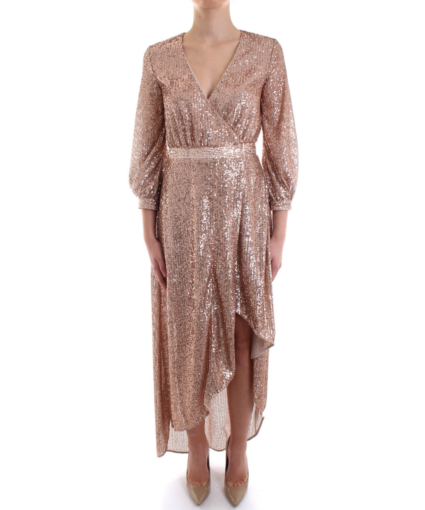 Sequin Wrap Dress - Rose Gold