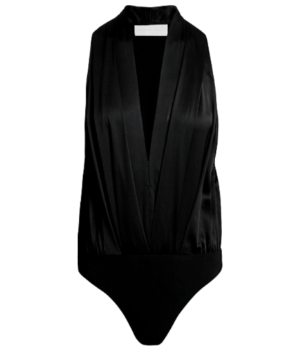 Michelle Mason Silk Charmeuse Sleeveless Halter Bodysuit