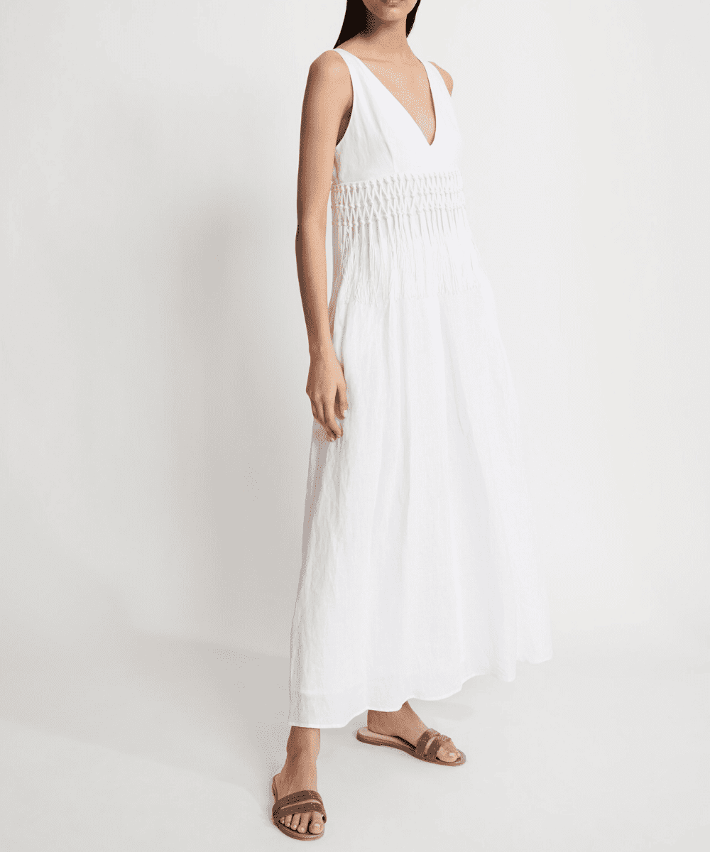 Fabiana Filippi White Linen Maxi Dress
