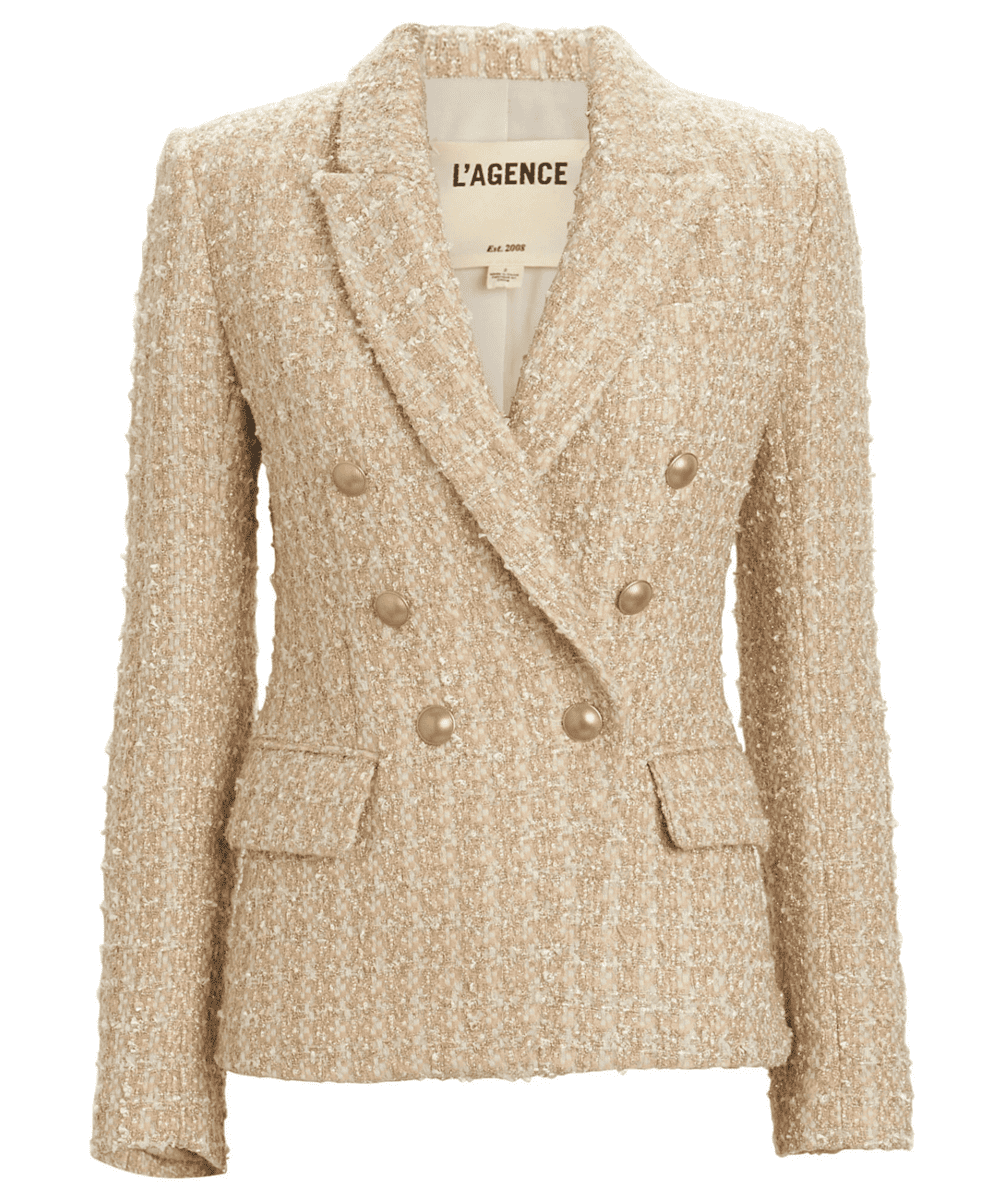 L'Agence Rose Gold Kenzie Tweed Blazer