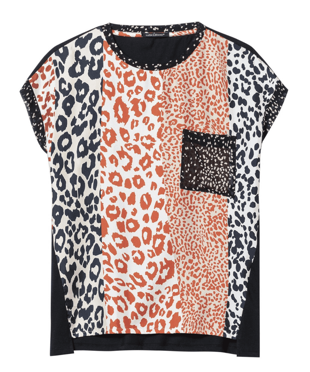 Luisa Cerano Animal Multi Silk Leopard T-Shirt