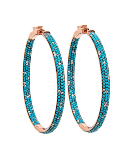 Statement Hoop rose gold turquoise champagne crystals