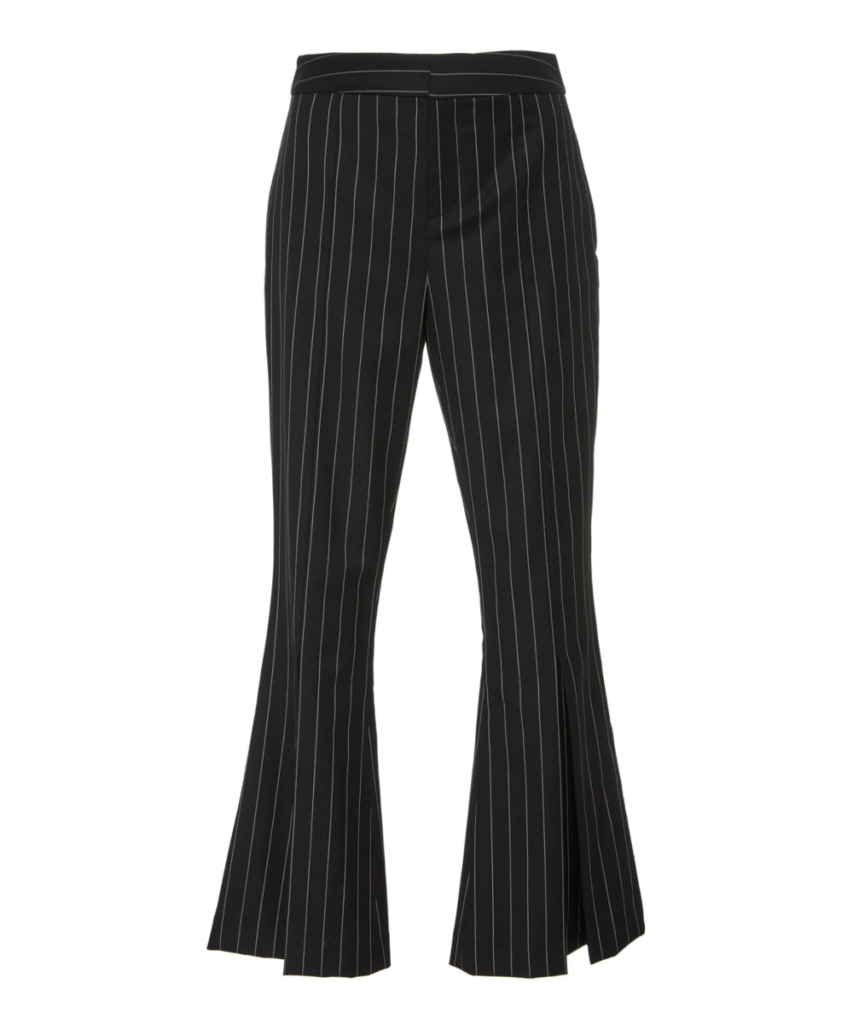 Frame Pinstriped Cropped Pants in Noir