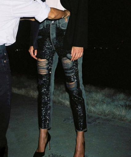 Frame Distressed Sequin Jeans