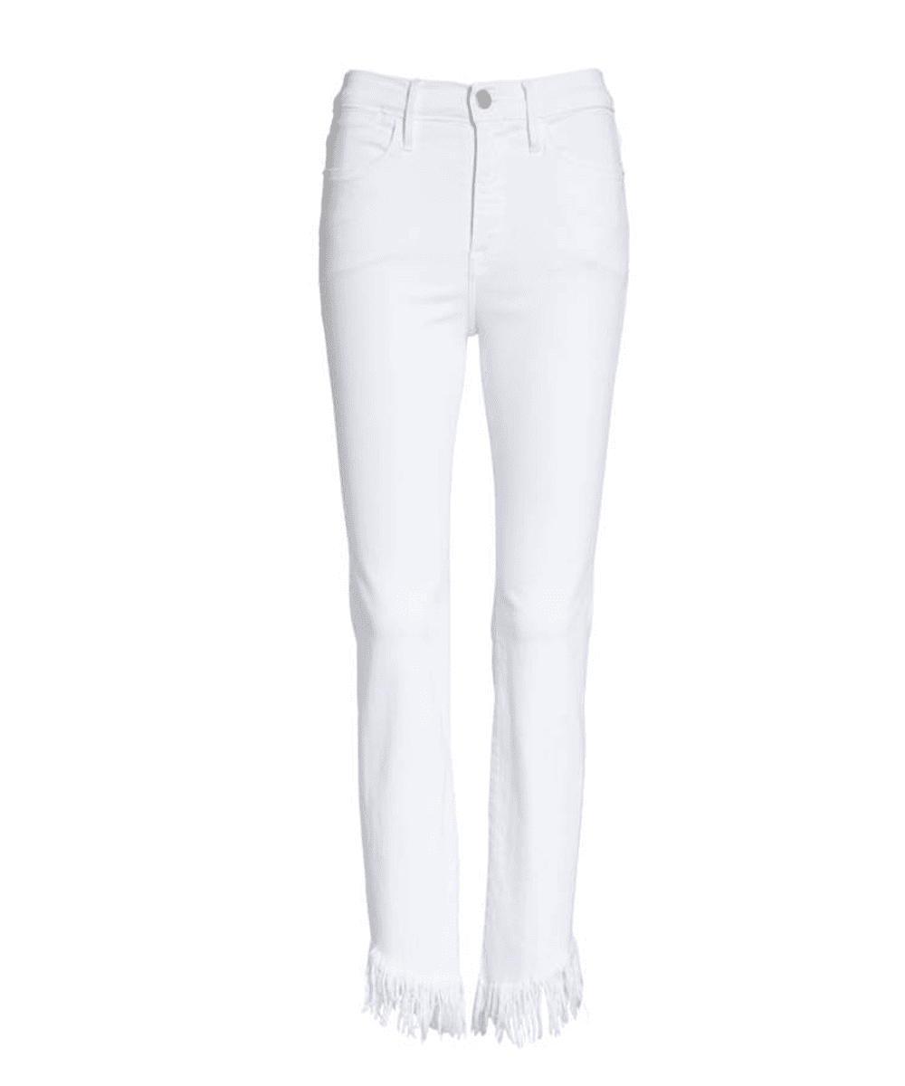 Frame White Shredded Le High Jeans