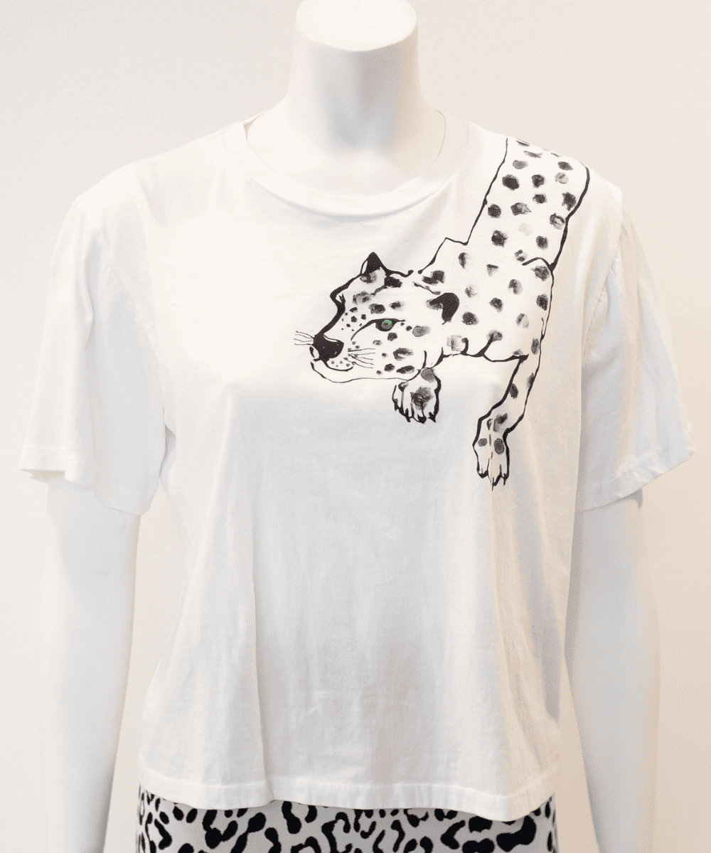 Le Superbe White Painted Lil Cheetah Tee