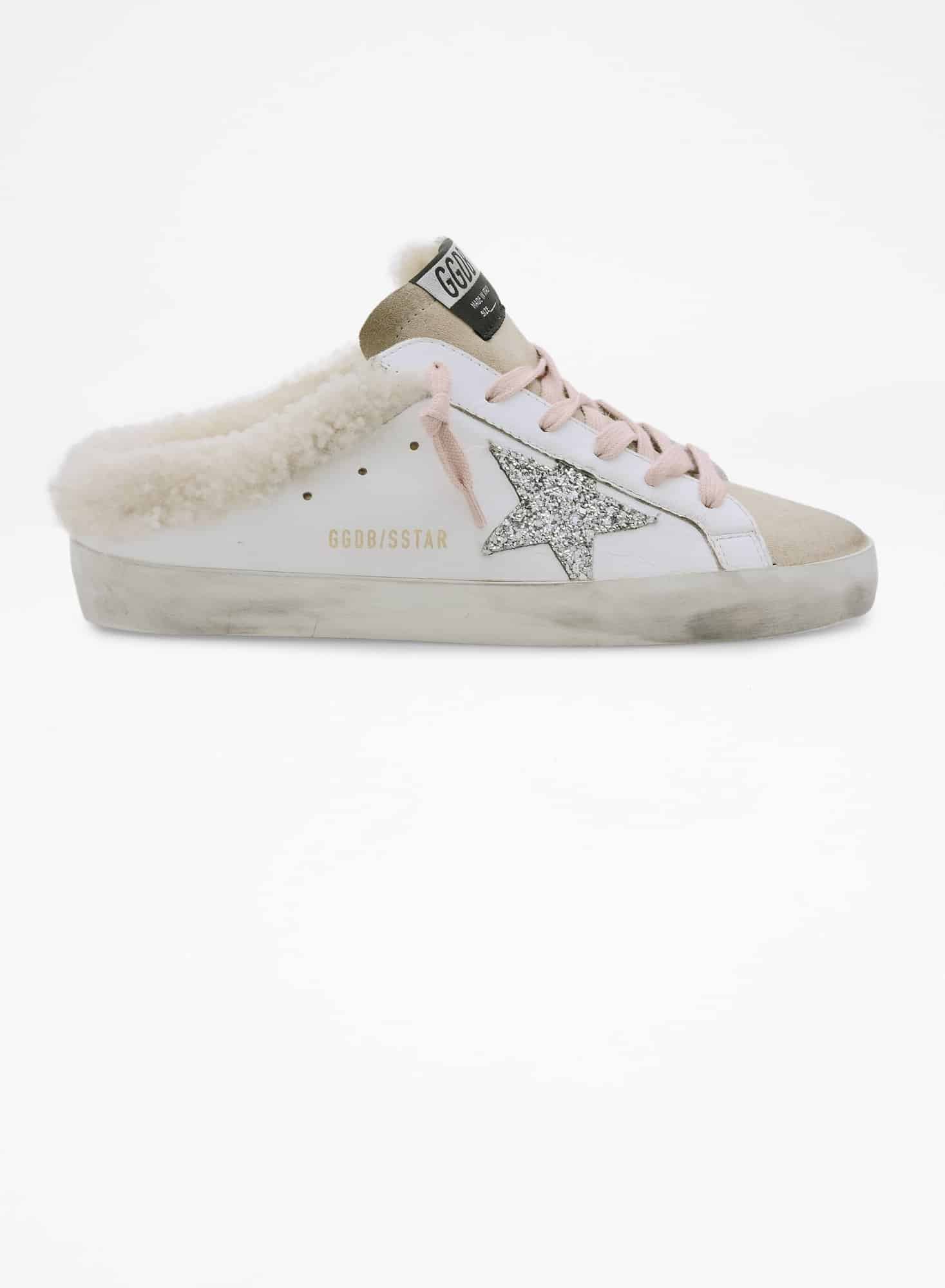 Golden Goose White Silver Pink Sabot Sneakers