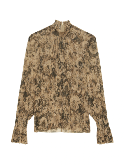 paola floral blouse taupe black l'agence