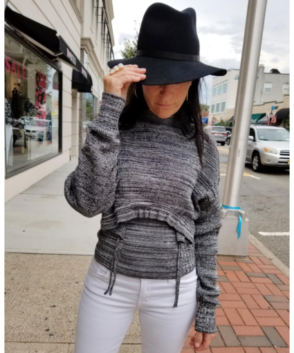 Marl Cut Out Silk Sweater Off White Black Proenza Schouler Model