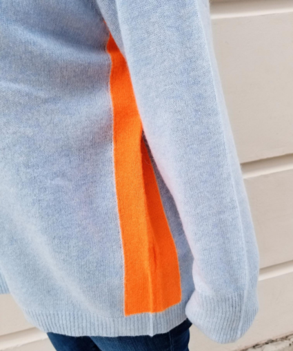 Contrast Hoodie Blue Mist Neon Orange Details Brodie Cashmere