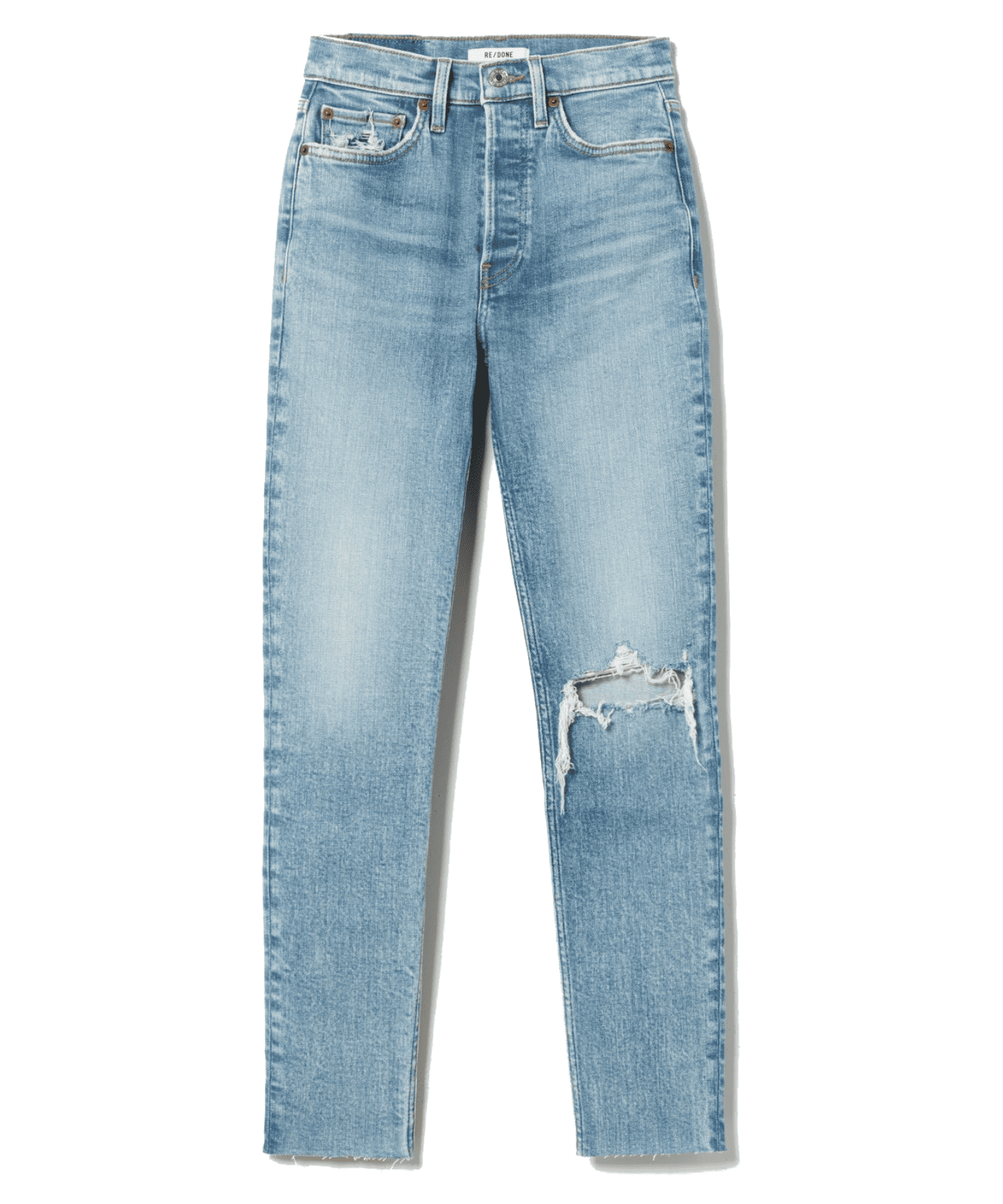 Re/Done Worn Bright Blue 90s High Rise Ankle Crop Jean