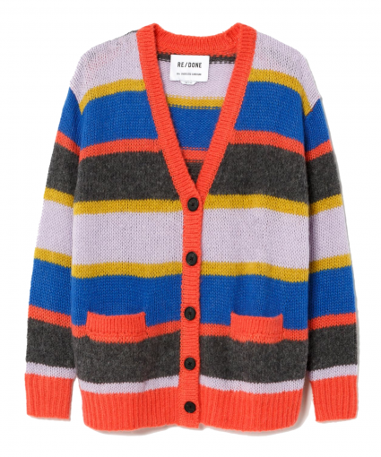 90s oversized knit cardigan multi stripe redone