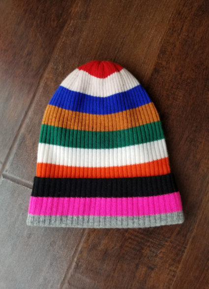 rainbow stripe bag hat bright multi autumn cashmere