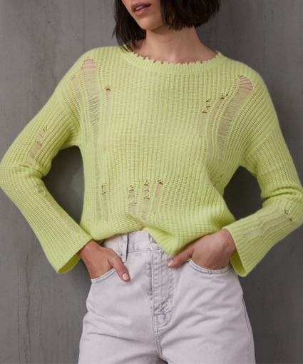 distressed shaker sweater glowstick autumn cashmere