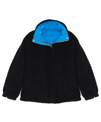 Reversible Woven Wool Down Jacket Black Blue Meteo Yves Salomon
