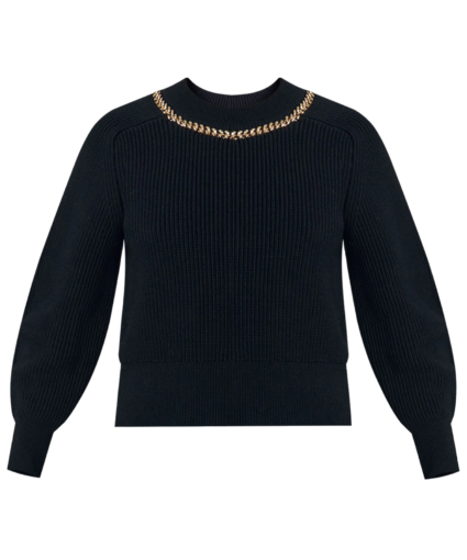 wara pullover sweater black gold veronica beard