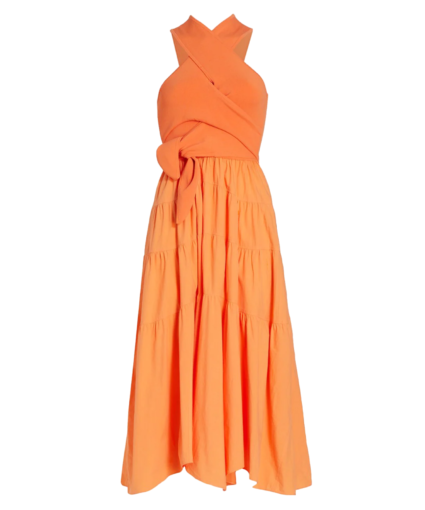 alivia mixed media racerback dress tangerine orange derek lam 10 crosby