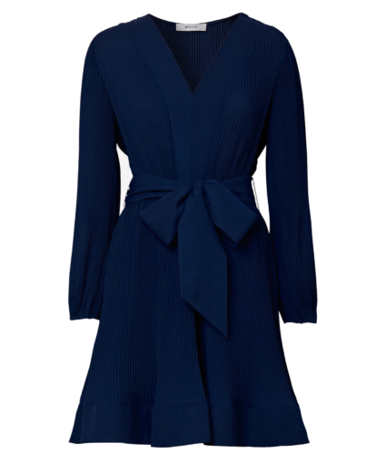 liv pleated dress navy milly