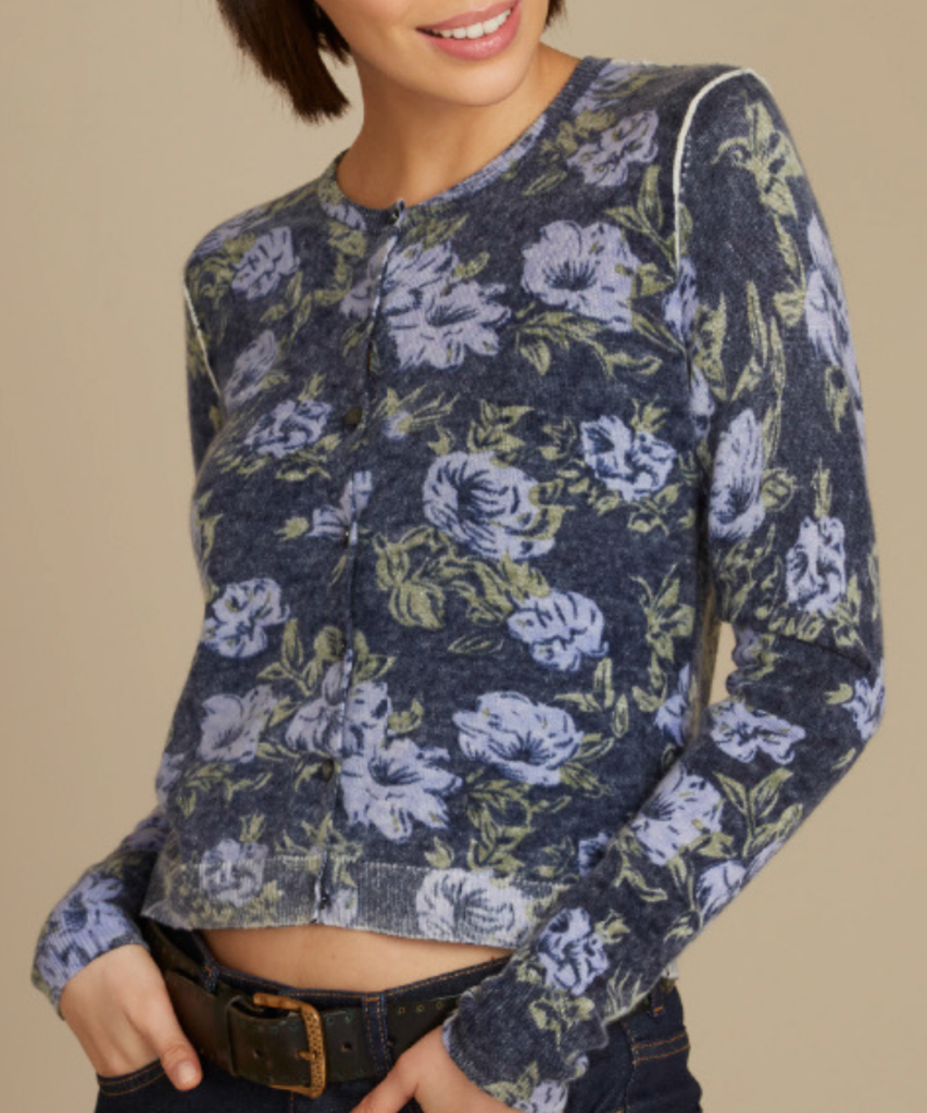 inked floral cardi navy combo autumn cashmere