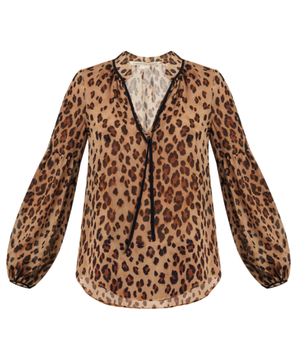 charen leopard blouse top brown multi veronica beard