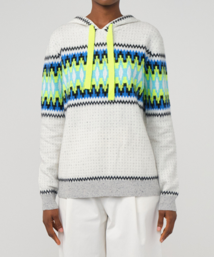 electric fairisle hoodie Forst White Neon Yellow brodie cashmere