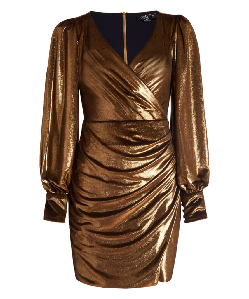 metallic velvet mini dress gold patbo