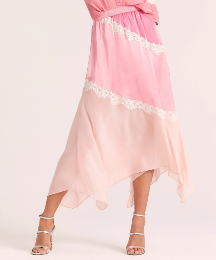 Marten Skirt Pastel Pink Colorblock LoveShackFancy