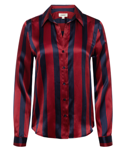 Tyler Blouse Red Dahlia Midnight Mix Stripe L'Agence