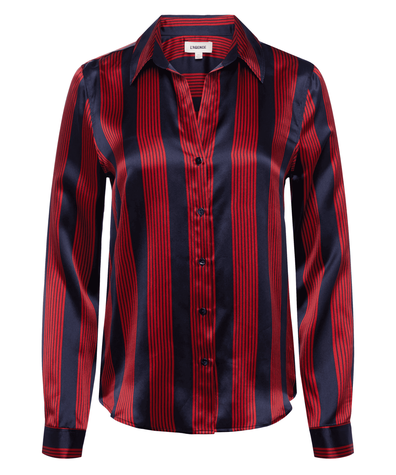 L'Agence Red Dahlia Midnight Mix Stripe Tyler Blouse