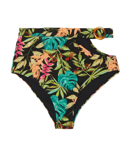 tropicalia cut out bikini bottom black multi patbo