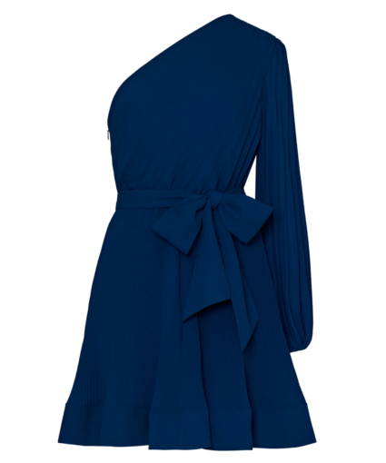 Linden Pleated One Shoulder Dress Navy Milly