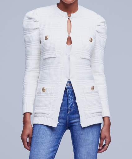 marina knit sweater jacket white l'agence