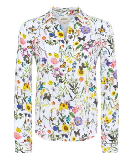 Holly Blouse White Multi Butterfly Botanical L'Agence