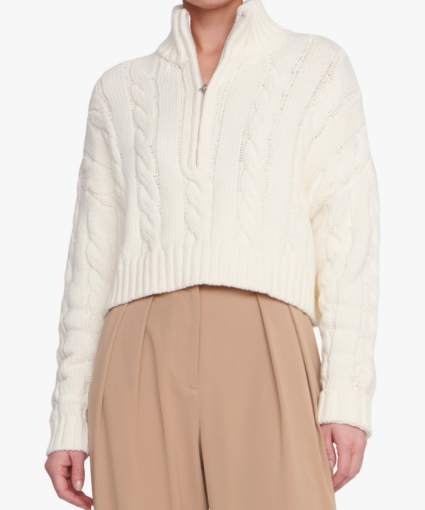 Cropped Hampton Sweater Ivory Staud