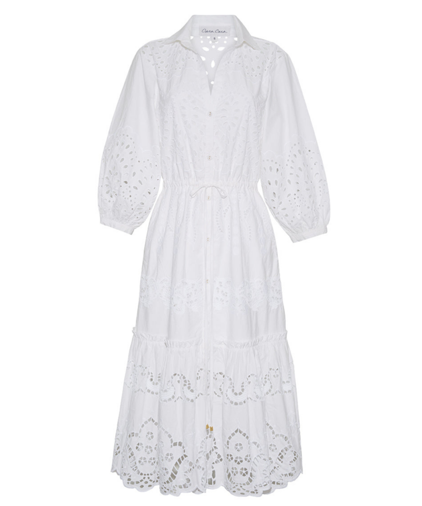Hutton Dress Embroidered Eyelet White Cara Cara