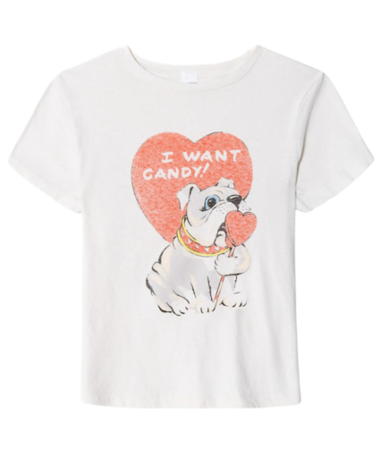 i want candy bulldog tee vintage white redone