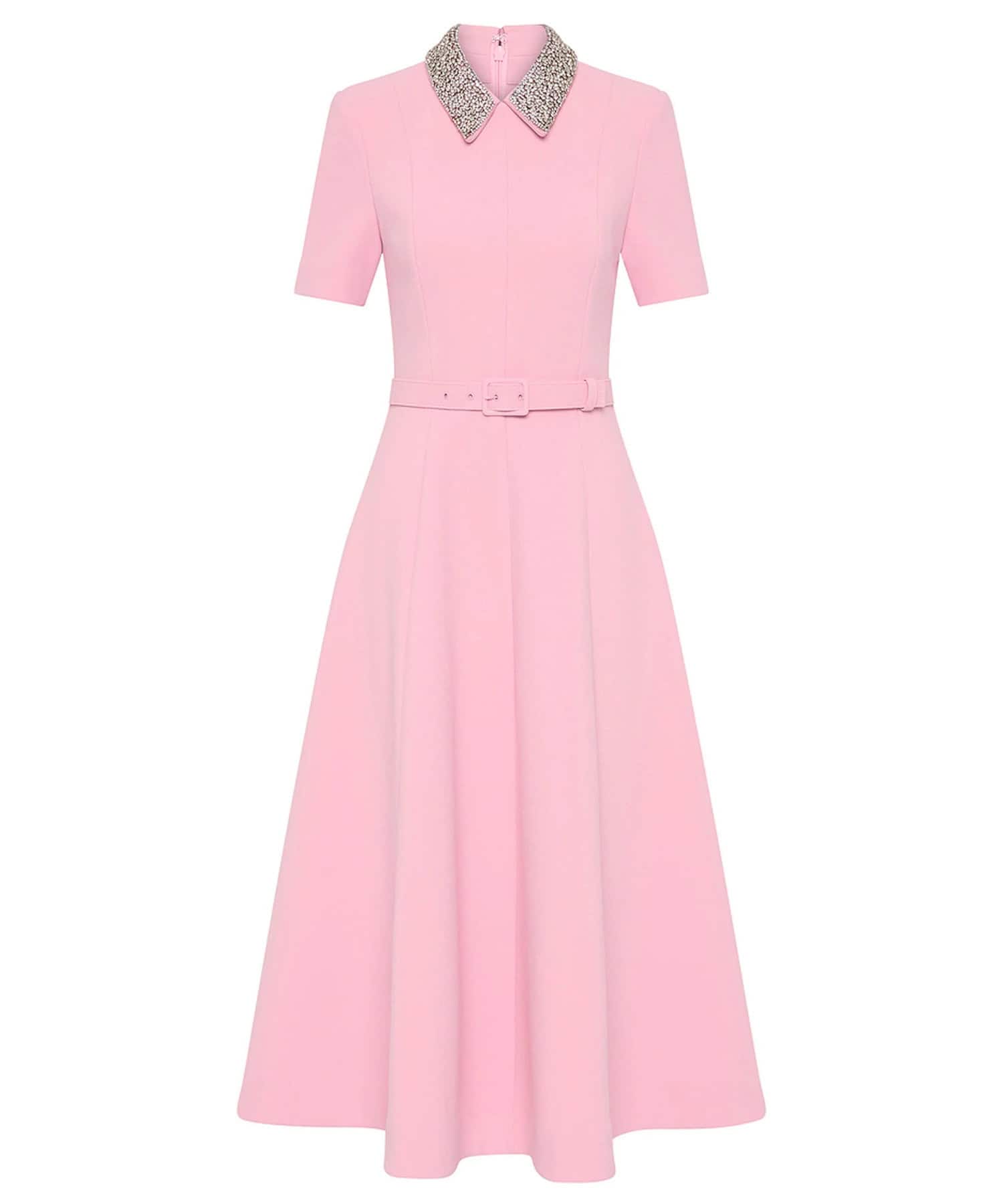 Rebecca Vallance Light Pink Xena Short Sleeve Midi Dress