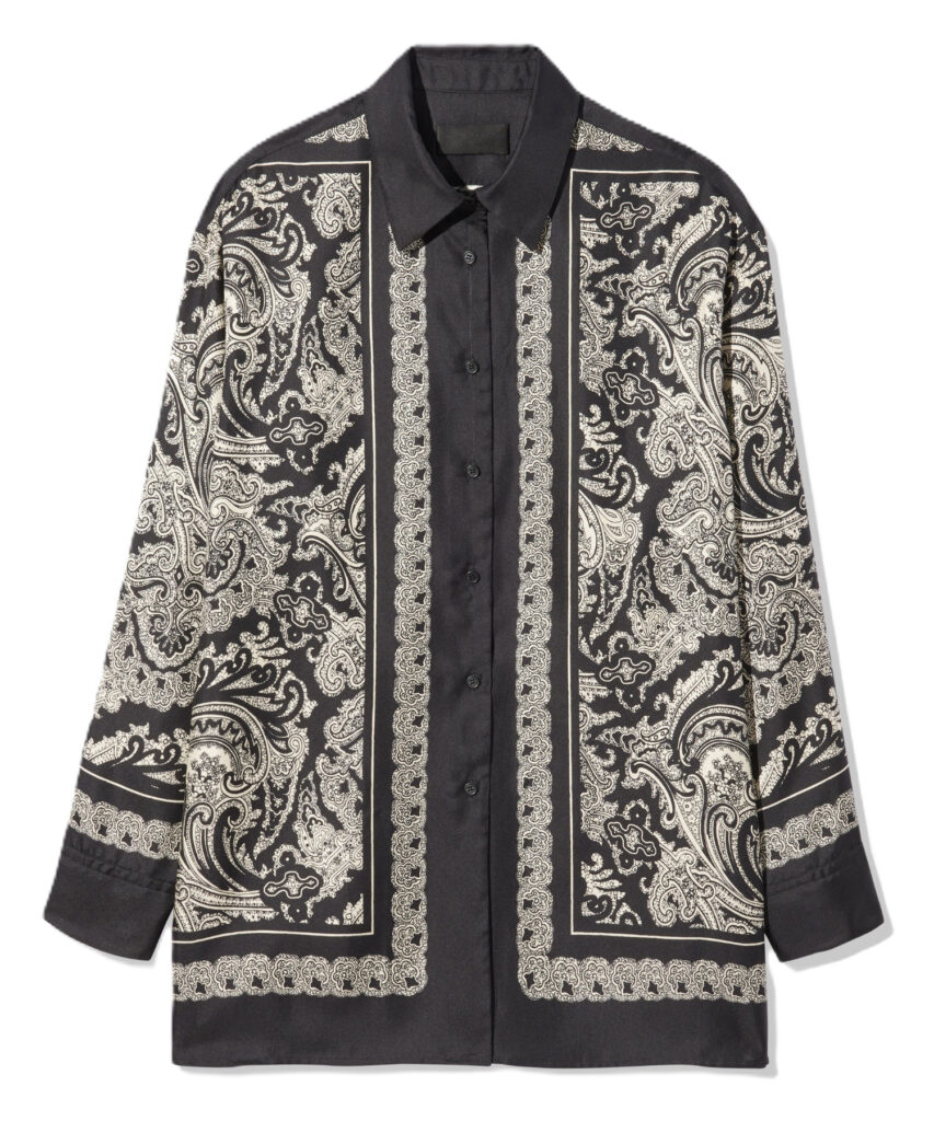 Alfie Print Shirt Black Ivory Paisley Print Nili Lotan