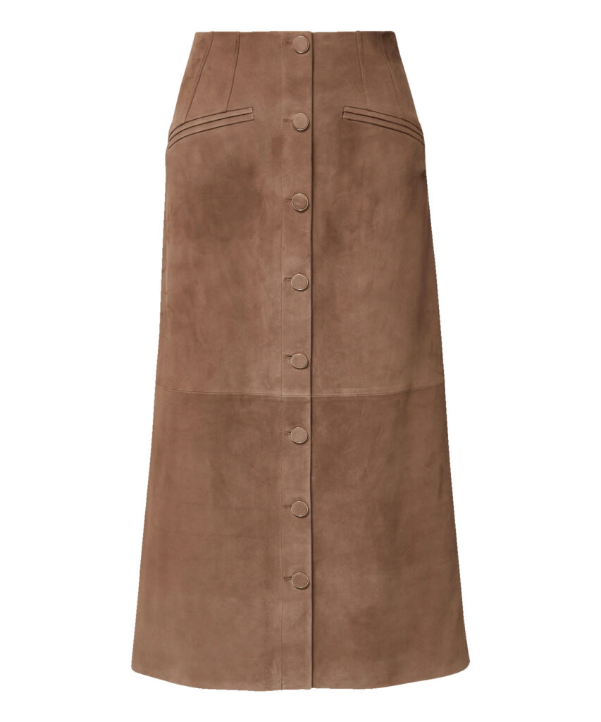 Callisian Suede Midi Skirt Bark Veronica Beard