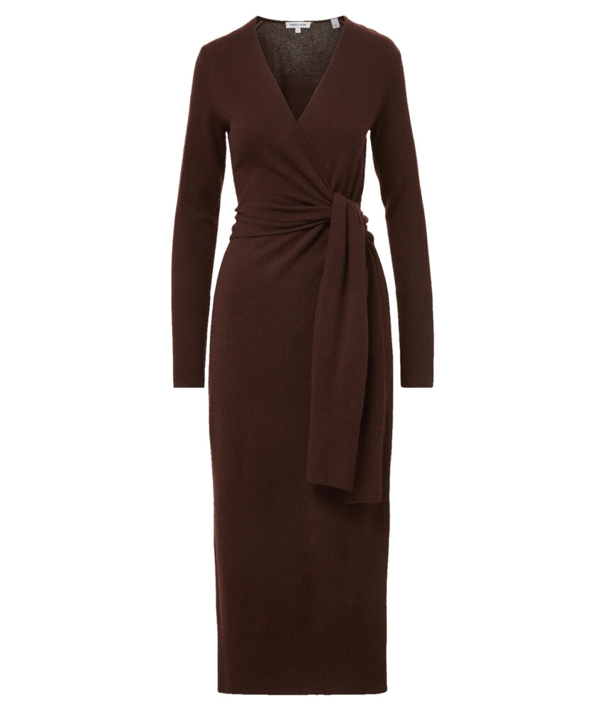 Salomez Wrap Midi Dress Espresso Veronica Beard
